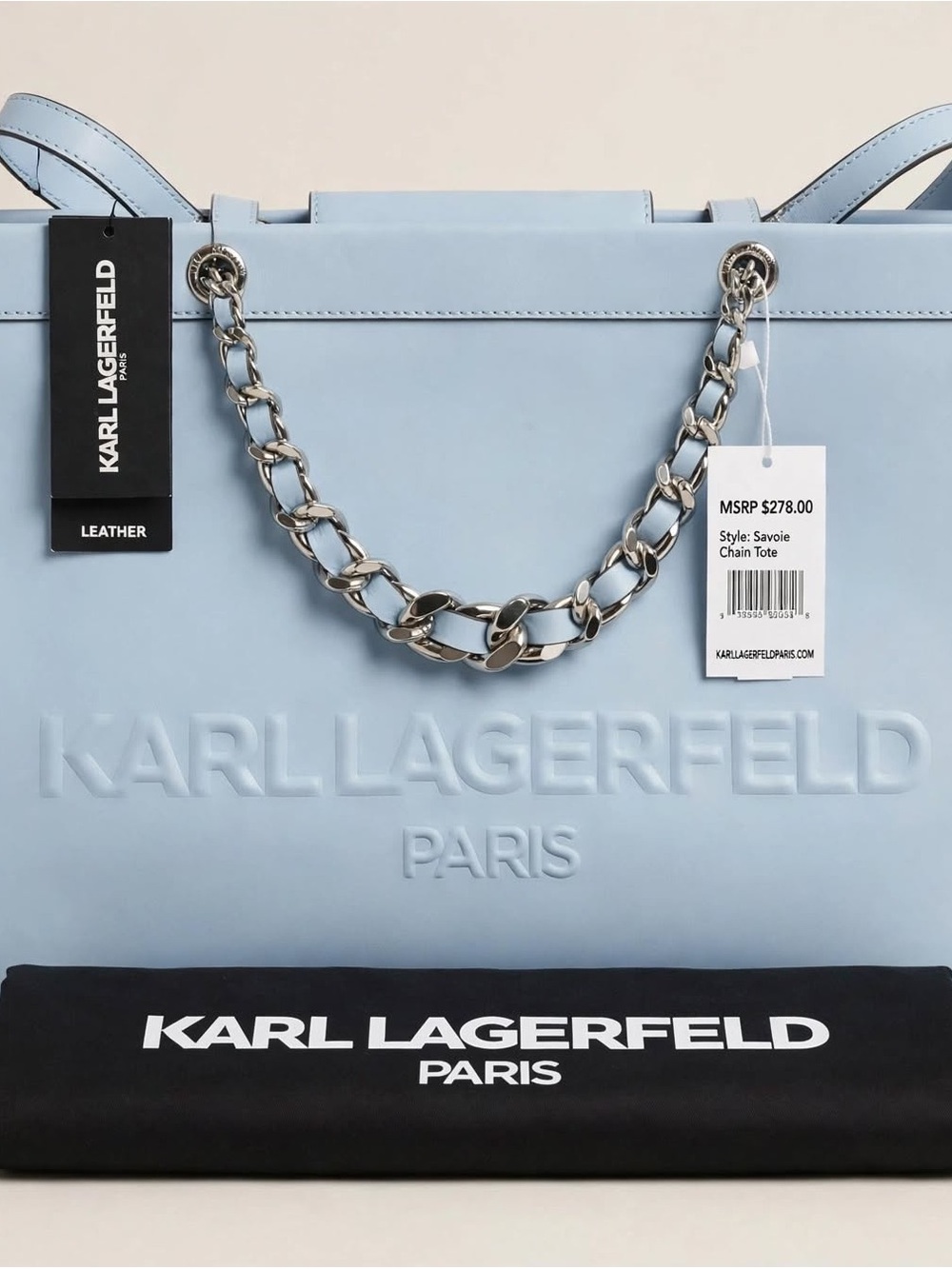 Karl Lagerfeld Light Blue Savile Chain Tote